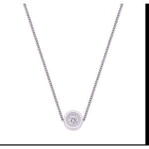 NEW Women's White Ceramic Bezel Solitaire Simulated Diamond Sterling Necklace‎